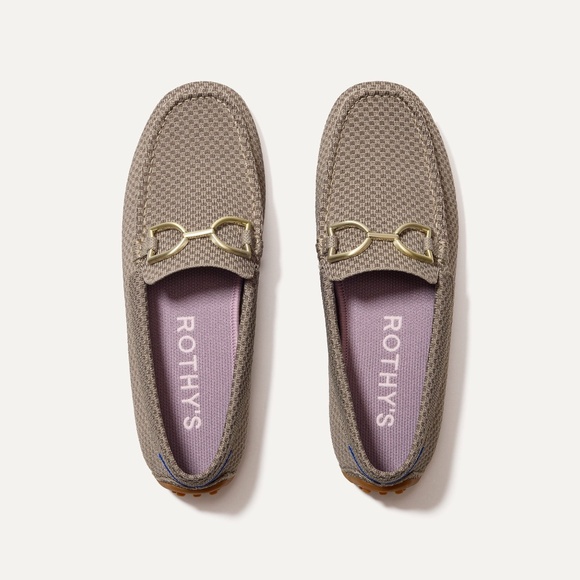 Rothy's The Double Bit Driver - Latte Micro Check Size 8.5 NEW WITH TAGS - Picture 1 of 3